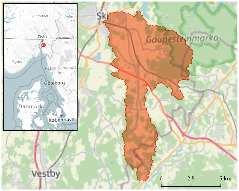 Kråkstadelva river basin map